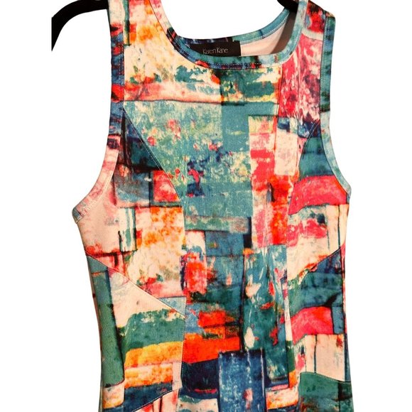 Karen Kane Tank Dress Colorful Color Block Flattering Fit Sleeveless Scuba - Picture 3 of 8
